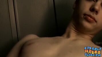 Straight buddies looking at porn magazines and jerking off