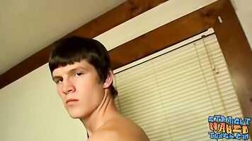 Athletic thug Lex spills cum after jerking off solo