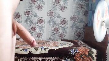 Russian chav lad jerks off his huge dick and shows his ass hole