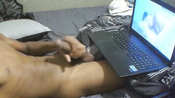 Teen stroking to porn