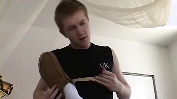 Sex starved dick rider Francis licks Alexs feet and balls