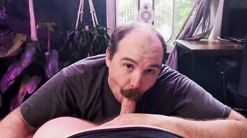 Big Daddy Bubba Rubs Handsome Mustache Over Sexy Bear's Fat Cock, Then Gets Face Fucked, Jerks And Sucks Out Cumshot 4k