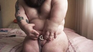Midget spanks himself and shows cock punishment