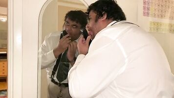 Nerd in his true form admiring himself.